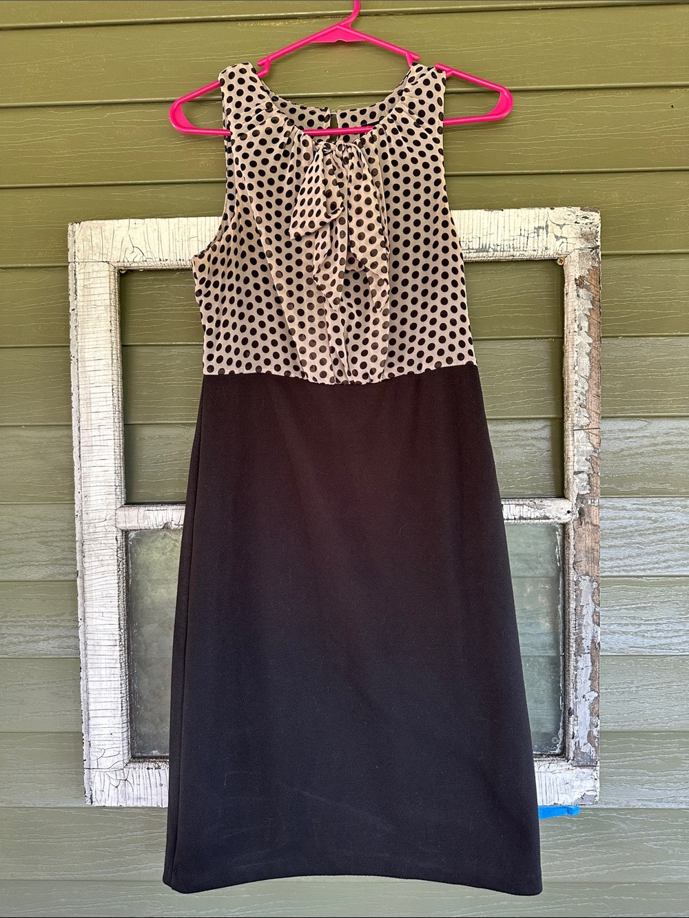 Eva Franco Black and Cream Polka Dot Midi Dress